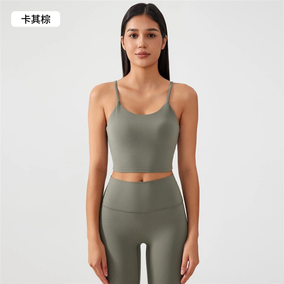 Built-in Shelf Bra Sports Top Side-Support & Back Shaping Yoga Workout Tank For High-Impact Exercises